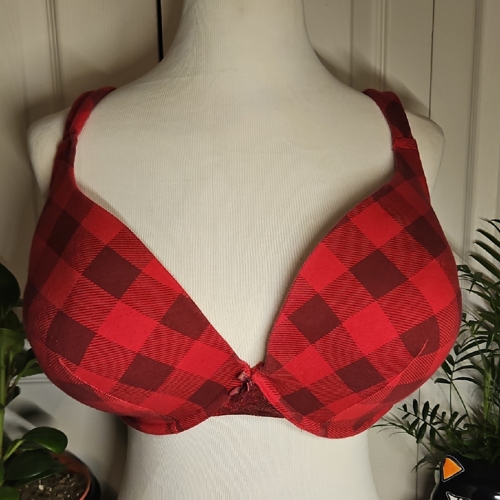 Cacique Red Buffalo Plaid Bra